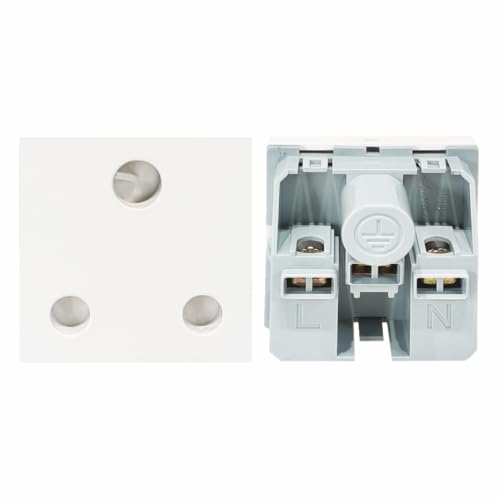 Image of MX 3-Pin Indian Power Socket 16A 250V with Safety Shutter - 2-Module 45x45 mm Electrical Wall Socket Plate for Home, Office & Commercial Use
