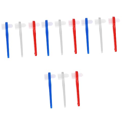 FRCOLOR 12 Pièces Brosse à Dent Outil De Nettoyage De Fausses Dents Nettoyeurs De Prothèses Dentaires Brosse à Dents Multicouche Dur Dentier Trousse De Nettoyage Plastique Petit