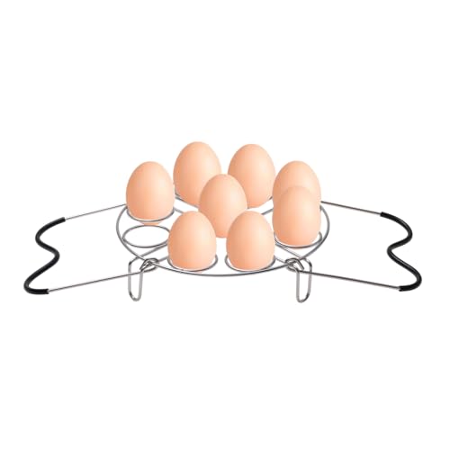 Image of 19.5cm Silver Egg Steamer Rack, Heat Resistant Silicone Handle