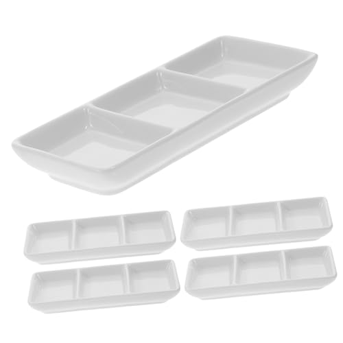 iplusmile 5 piezas Plato de para Salsa con Compartimentos de Cuenco para Condimentos y Aperitivos Pequeño y Portátil para Hogar y Restaurante