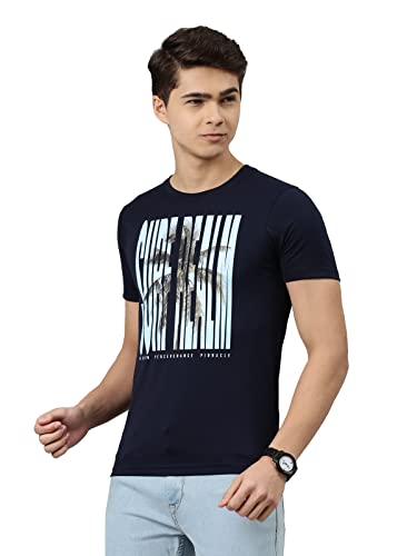 Image of Dixcy Scott Mens Typography Print Regular Fit Round Neck Cotton Tshirt (Pack of 1)