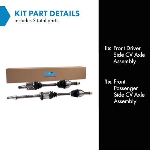 Image of TRQ Front Driver and Passenger Side CV Axle Assembly Set 2 Piece Compatible with 2007-2011 Nissan Altima Hybrid