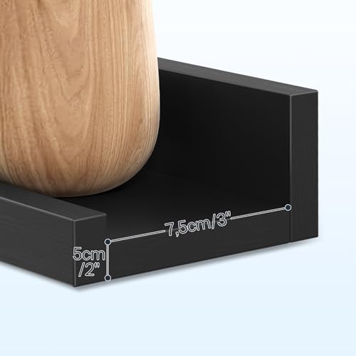 Image of HOOBRO Floating Shelves, Wall Shelf Set of 3, 47.2 Inches Hanging Shelf with Raised Edge and Invisible Brackets, for Bathroom, Bedroom, Kitchen, Office, Living Room Decor, Black BK92BJ01