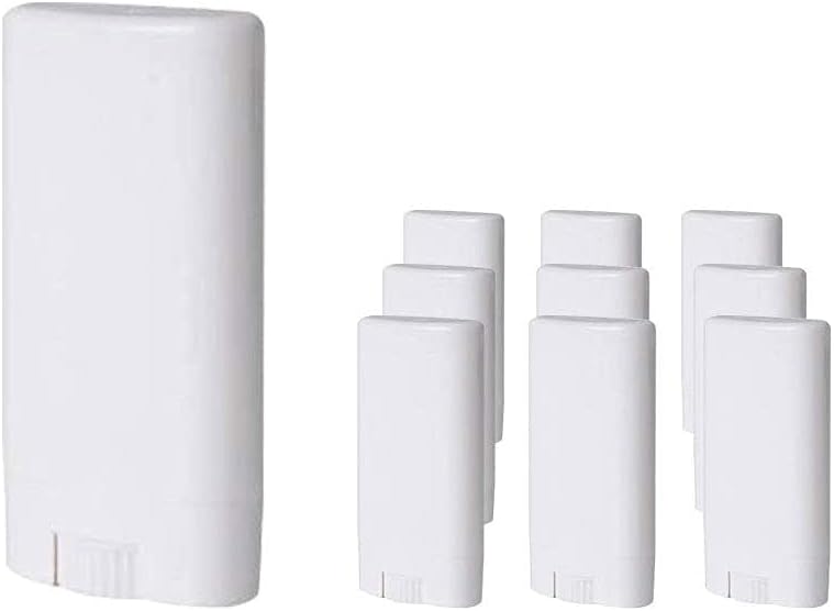 Tubos ovais brancos de plástico para bálsamo labial, batom e desodorante IMIROOTREE, 15 mL, pacote com 10