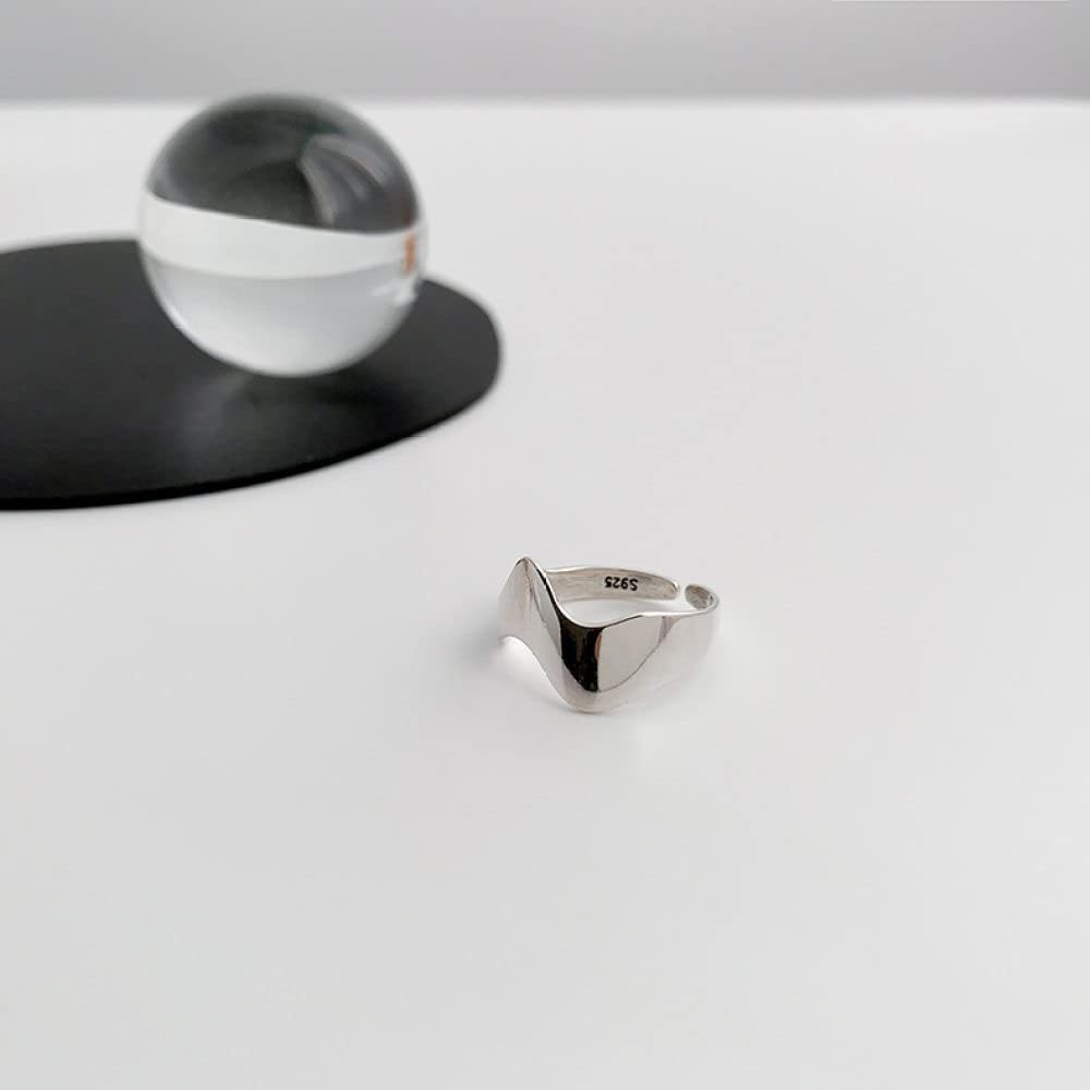 Anelli D'Argento,S925 Anello Geometrico In Argento Sterling Anelli Regolabili Retrò Anello Aperto Argento Anello Per Il Pollice Anello Eterno Fascino Da Sposa Gioielli Regali Per Uomi