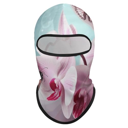 Balaclava para hombre, máscara para esquí y ciclismo con diseño de flor orquídea y mariposa, cubreboca y cuello para invierno