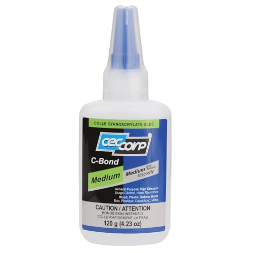 CECCORP Super Glue - C-Bond Medium, 4.23 oz (120 g), Medium Viscosity Cyanoacrylate Adhesive, Clear CA Glue for All Purposes