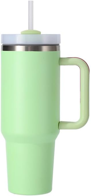 PRIMEWAVE 40oz Stainless Steel Tumbler with Straw – Leakproof Travel Mug with Handle | Double Wall Insulated, BPA-Free | Reusable Drinking Cup for Hot & Cold Drinks (GREEN)