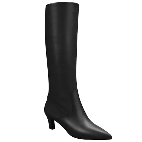 Finding the Best Boots for Bad Knees: Comfort Is Key 13 Quorvash Knee High Boots for Women - Long Tall Boots for Women Faux Leather Block Heel Pointed Toe with Side Zipper Fall Winter Black Size 10