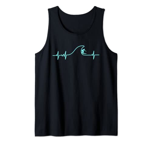 Divertido Surfing Surfer Wave Heartbeat Tabla de surf Hombres Mujeres Regalo Camiseta sin Mangas