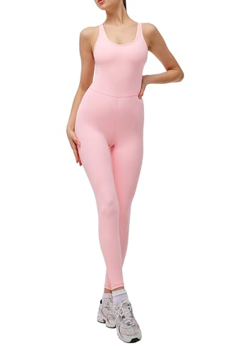 Image of LOVESOFT Workout Jumpsuits for Women Sleevesless Bodycon Backless Unitard