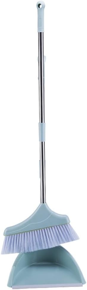 Broom and Dustpan Set Rubber Sweeping Dust Clean Folding for Floor Home Brush Products Household Sweeper Plastic(Blue)