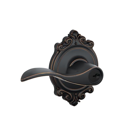 Image of SCHLAGE Accent Lever with Brookshire Trim Keyed Entry Lock in Aged Bronze - F51A ACC 716 BRK