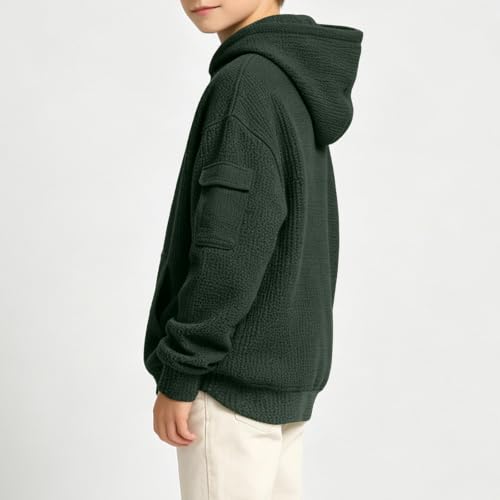 Teen Hoodies Boys Boys Hoodies Waffle Toddler Sweatshirt Long Sleeve with Pocket Pullover Girls Back To School Clothes Capsule Wardrobe Clothing Set Sudadera Para Niños Army Green - image 7