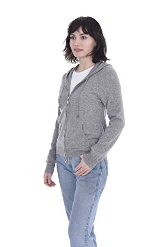 Cashmeren Women’s Full Zip Drawstring Hoodie with Pockets 100% Pure Cashmere Long Sleeve Zipped Down Sweater3