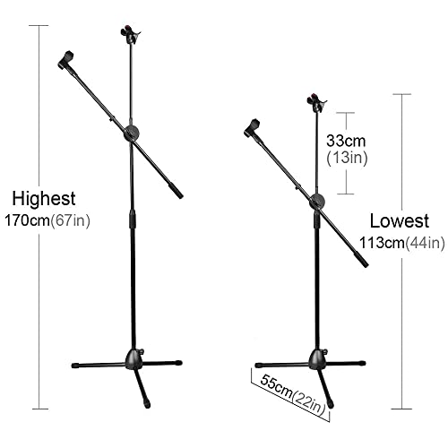 Image of Amazon Brand - Solimo Microphone Stand with Mobile Holder Adjustable, Mic Stand for Singing, Studio Recording, Podcasting, Live Streaming & Gaming