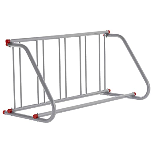 Retrospec Commercial Grid Bike Rack - Single & Double Sided - Bicycle Storage Stand for Garages, Stores, Schools & Universities Power Coated Steel - Silver 5 Bike/Single Sided