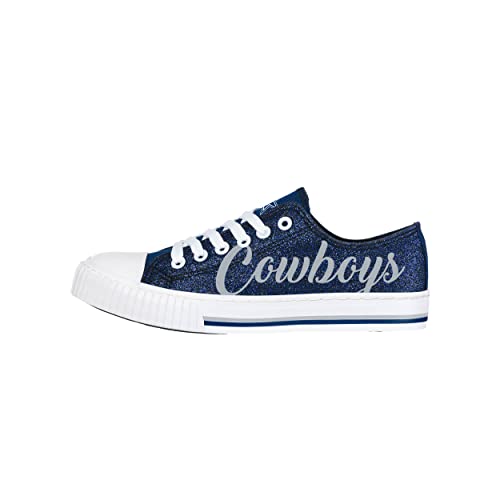 Image of FOCO Womens NFL Team Logo Ladies Fashion Color Glitter Low Top Canvas Sneakers Shoes