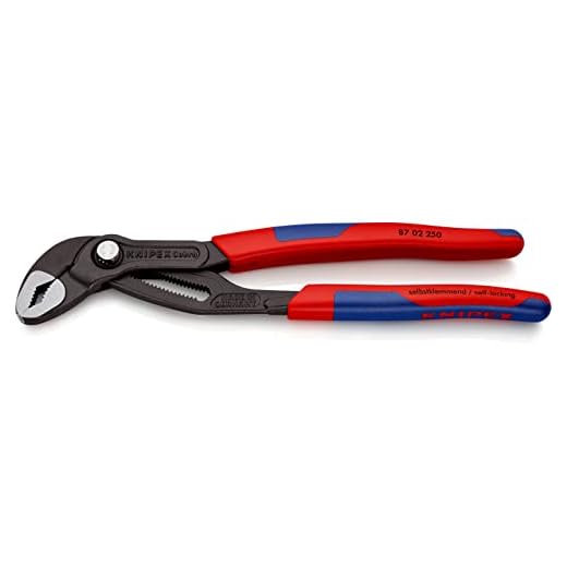 KNIPEX 87 02 250 SB Cobra® Hightech-Wasserpumpenzange grau atramentiert mit schlanken Mehrkomponenten-Hüllen 250 mm (in SB-Verpackung)