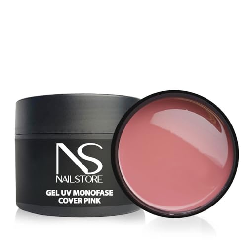 NAILSTORE - Gel UV Led Constructeur Monophasique Cover Pink - Moyenne densité - Auto-nivelant - Camouflage - Facilement - Convient pour Recharge et étirement...