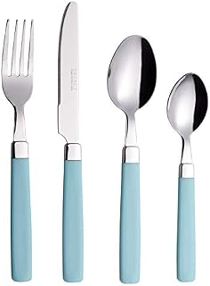 EXZACT Cutlery Set 16pcs Stainless Steel - Coloured Handles - 4 x Forks, 4 x Knives, 4 x Table Spoons, 4 x Tea Spoons - Turquoise