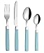 Exzact Posate Acciaio Inox con Manici Colorati 16 PZ - 4 Forchette, 4 Coltelli, 4 Cucchiai Cena, 4 Cucchiaini - EX23 (Turchese x 16)