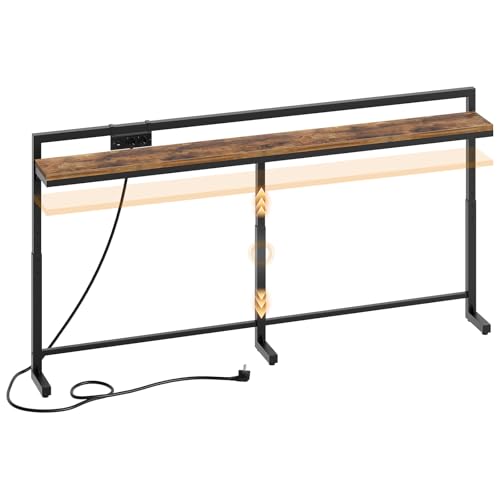 YATINEY 180 cm Console Étroite, Hauteur Réglable 70-90 cm, Table de Canapé, Multiprise...