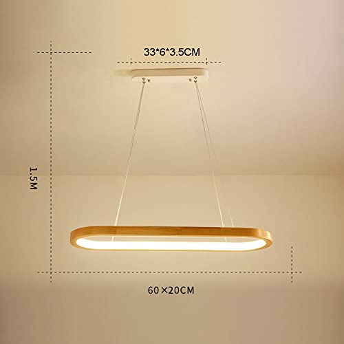 Lámpara colgante de techo moderna lineal LED de madera geométrica para comedor interior 4000K 3