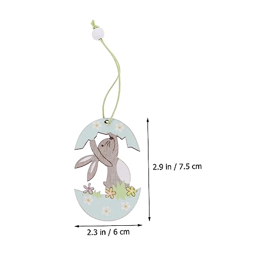 Adornos de Pascua para manualidades y etiquetas de conejito colgante de madera 5