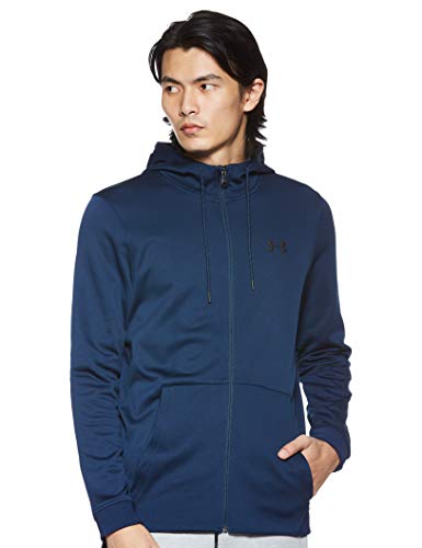 Under Armour Men's Fleece Full Zip Left Chest Hoodie, Academy Blue (408)/Black, Small