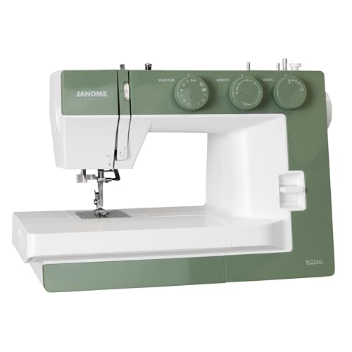 Image of Janome 1522SG Mechanical Sewing Machine - Aesthetic Soft Green Sewing Machine for Beginners, 22 Built in Stitches, 1 Step Buttonhole, Heavy Duty Metal Frame, Built in Needle Threader for Easy Use