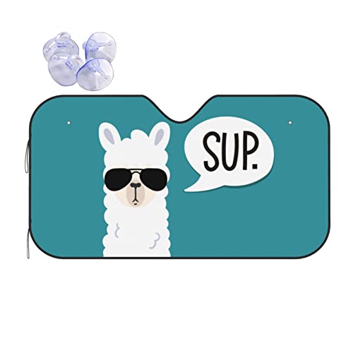 Funny Sup Llama 01 Windshield Sunshade for Car Truck & SFolding Car Sun Shade for Front Window Auto Sun Visor Heat Protection Car Blocks Rays and Keeps Vehicle Cool