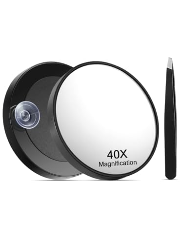 Image of Macaki 40x Magnifying Mirror, with Suction Cups for Makeup, 3.5 in, Black