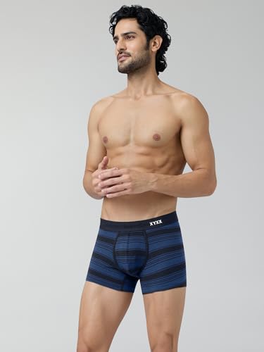 Image of XYXX Men's Streax Super Combed Cotton Regular Fit Striped Trunks with No Marks Waistband