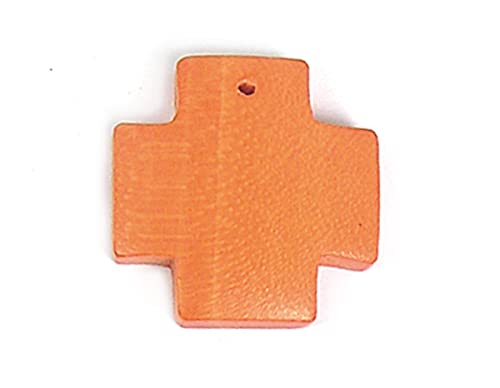 Croix en bois ciré orange INNSPIRO 23 mm, lot de 50 pour fabriquer des cadeaux de baptême