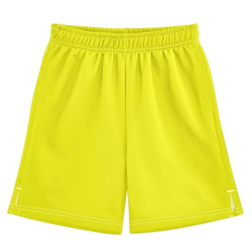 Caihoyu Boys Short with Pockets Light Weight Running Short Pants XS Fluorescence Yellow