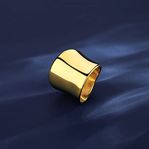 Gold Plated Rings For Women Vintage Thick Stainless Steel Thumb Rings For Men Wide Band Ring In Size 6-9 Christmas Gifts (Style1, 9) #TOP3