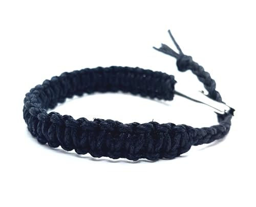 Adjustable Alligator Clip Mens or Womens Black Hemp Bracelet - Handmade2