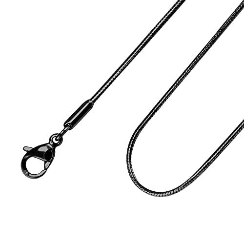 555Jewelry 1.2mm Stainless Steel Snake Chain Necklace for Men & Women Stainless Steel Necklace for Men Classic Necklace for Women Simple Thin Delicate Chain Necklace Black 20 Inch