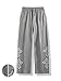 SHENHE Men's Casual Cross Print Loose Pants Straight Leg Drawstring Baggy Pant Trousers Light Grey Large