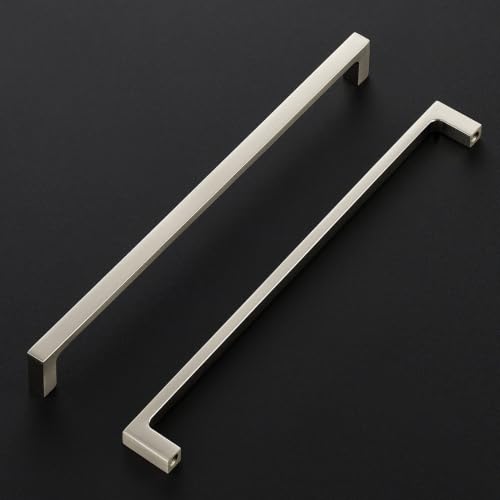 Image of Ravinte Brushed Nickel Kitchen Cabinet Solid Handles,10 Inch,5 Pack | Solid Zinc Alloy, Modern Slim Style, Square Design, Deep-Thread Firm Base, Screws Included, for Kitchen Drawers & Cupboards
