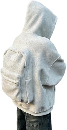 Backpack Hoodie for Men Women Cardigan Creative Hoodies Lightweight Travel Hooded Sweatshirts with Backpack,Black,L4