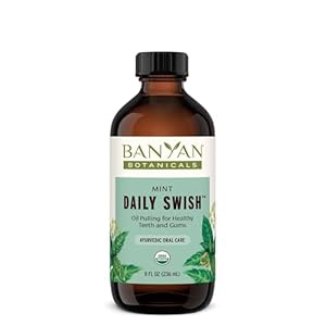 Banyan Botanicals Mint Daily Swish – Organic Ayurvedic Pulling Oil with Coconut Oil – Mouthwash for Fresh Breath and Sparkling Oral Health* – 8 oz – Non GMO Sustainably Sourced Vegan