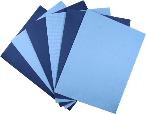 Image of KCS 4 /6 pc of 12 inch x 18 inch(30cmx45cm) 18 Count Cotton Aida Cloth Cross Stitch Fabric (6 pc, Light Blue+Jeans Blue)