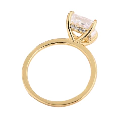 yasu jewels 14k gold plated diamond wedding ring, 2.0 CT Princess Diamond Engagement Ring, Wedding Promise Ring, Simple Hidden Halo Ring, Gifted for her,size 3-12