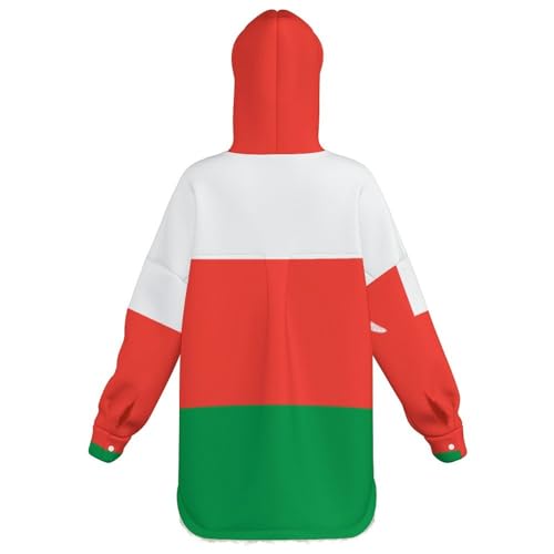 Sweat à capuche femme drapeau Oman rouge et vert veste polaire d'hiver - 5