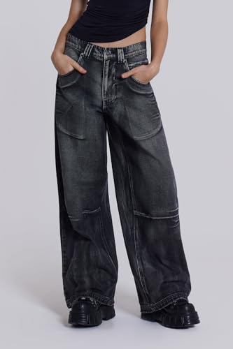 Mxiqqpltky Cute Jeans for Women Fairy Bow Print Wide Leg Denim Pants Y2k Baggy Straight Leg Jeans Casual Mom Jeans Streetwear2