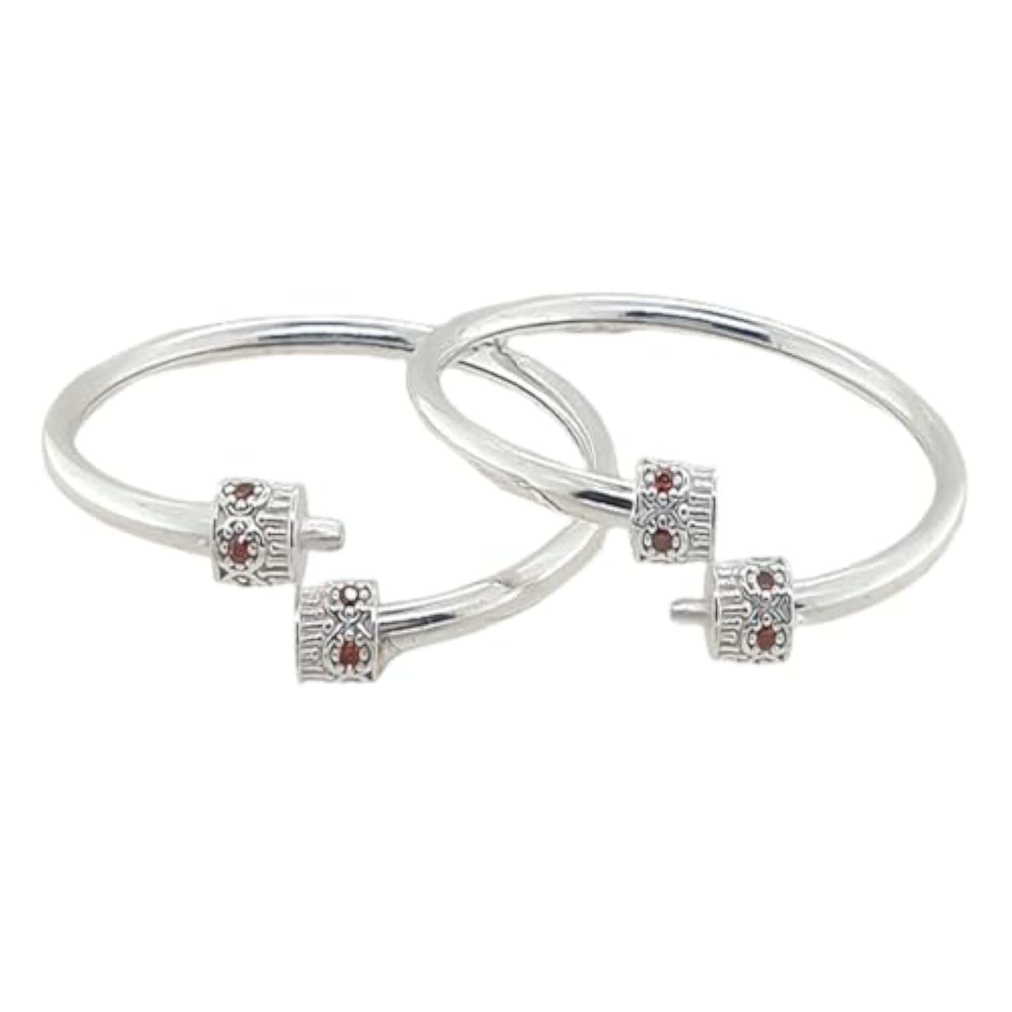 Traditional Plain Hollow Design Baby Kada in Solid Silver