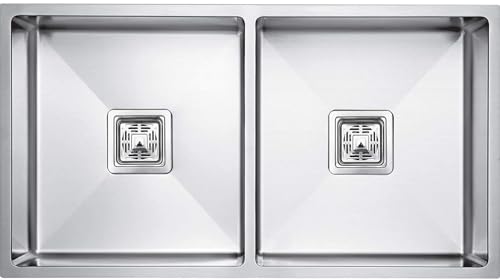 Image of ARQUIN Kitchen Sink 37 inchx18 inchx10 inch Inch Double Bowl Kitchen Sink Handmade Premium Stainless steel Sink Undermount | Topmount Including Coupling, Washing Basket, Pipe