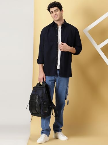 Image of Thomas Scott Men's | Solid | Full Sleeve | Oversized Fit | Cotton Blend | Spread Collar | Casual Shirt